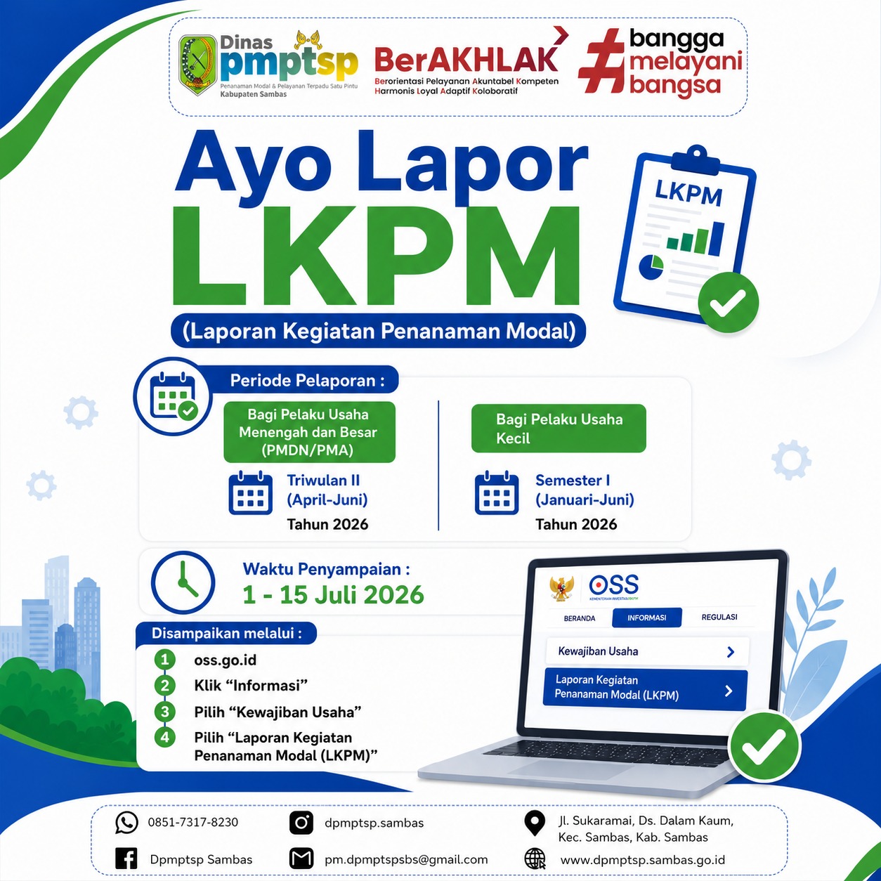 Penyampaian LKPM TW II dan Semester I Tahun 2026