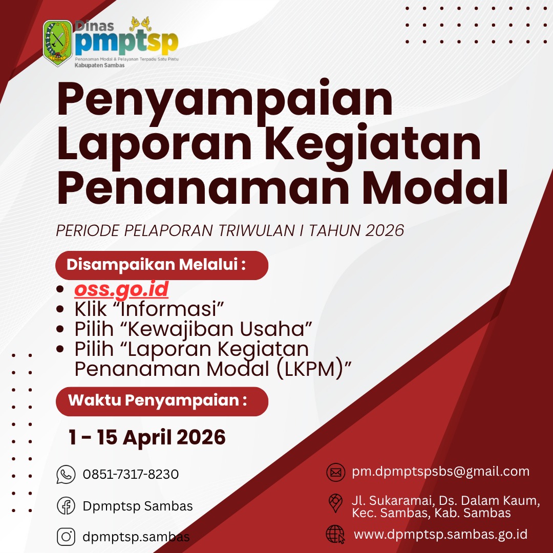 Penyampaian LKPM Periode TW I Tahun 2026