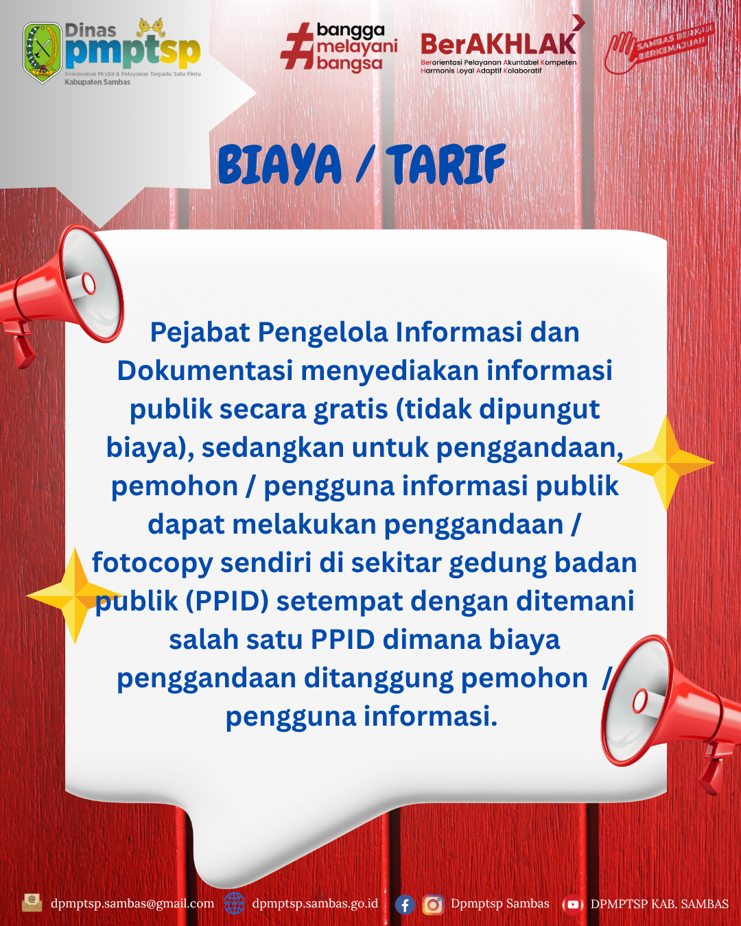Biaya Tarif Pelayanan Informasi Publik