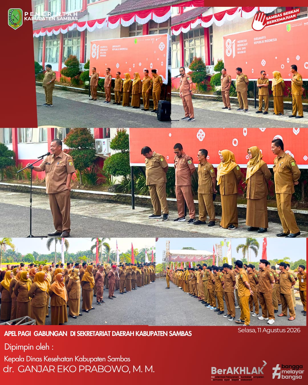 Apel Pagi Gabungan di halaman Kantor Bupati Sambas