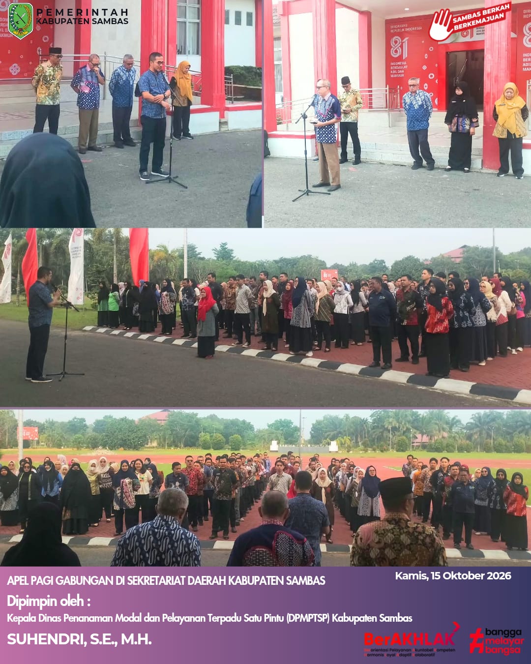 Apel Pagi Gabungan di Sekretariat Daerah Kabupaten Sambas