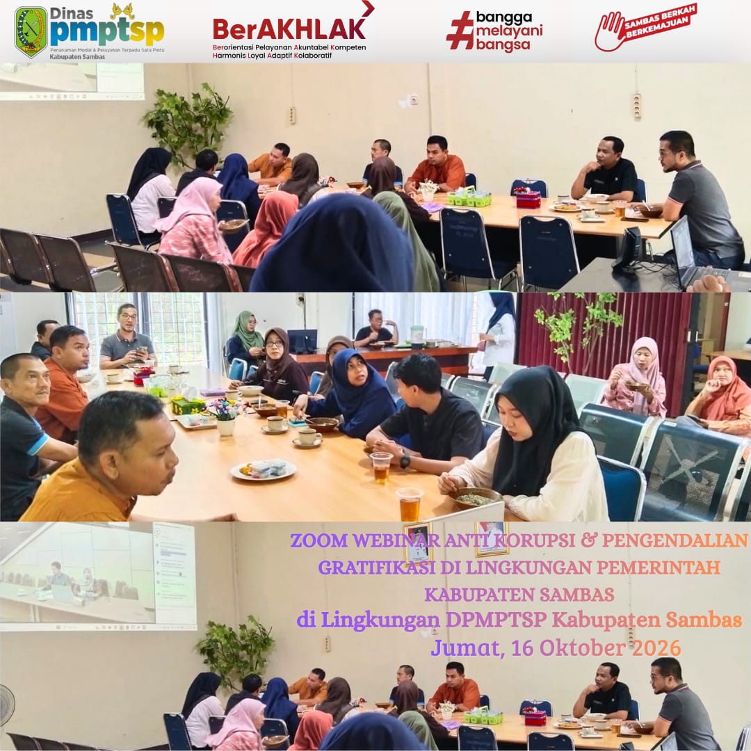 Kegiatan Sosialisasi Anti Korupsi & Pengendalian Gratifikasi di Lingkungan DPMPTSP Kabupaten Sambas